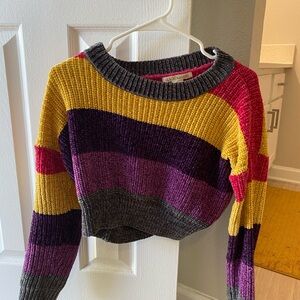 Colorful Crop Knit Women's Sweater